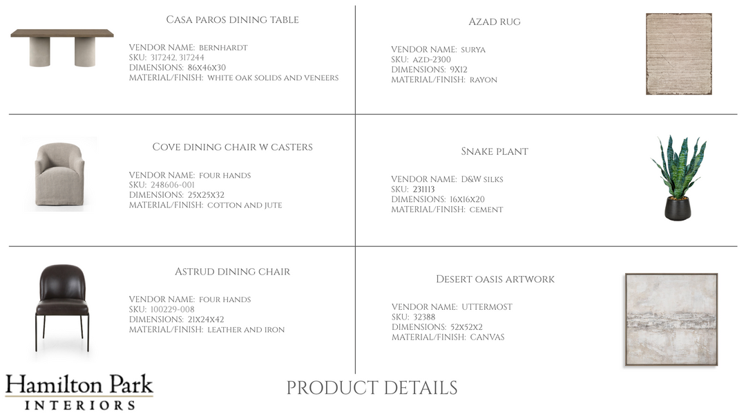 Dining Room E-Design Services