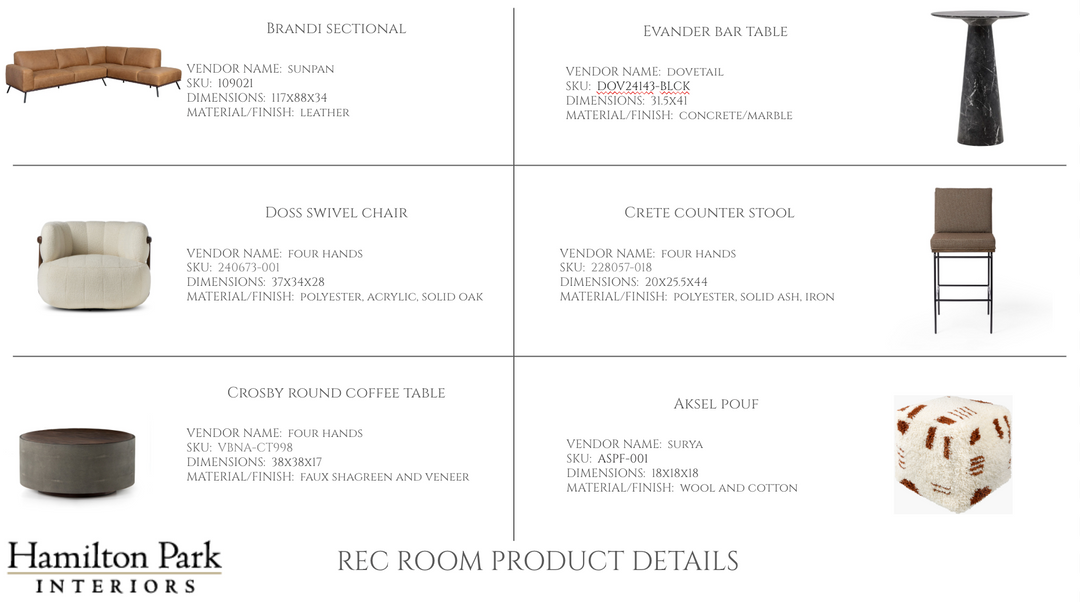 Rec/Game Room E-Design Services