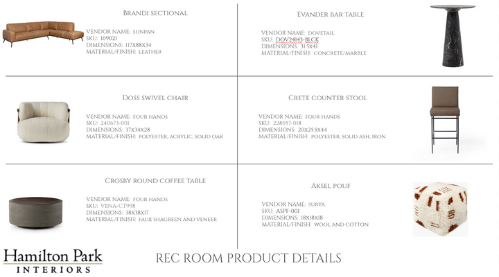 Rec/Game Room E-Design Services
