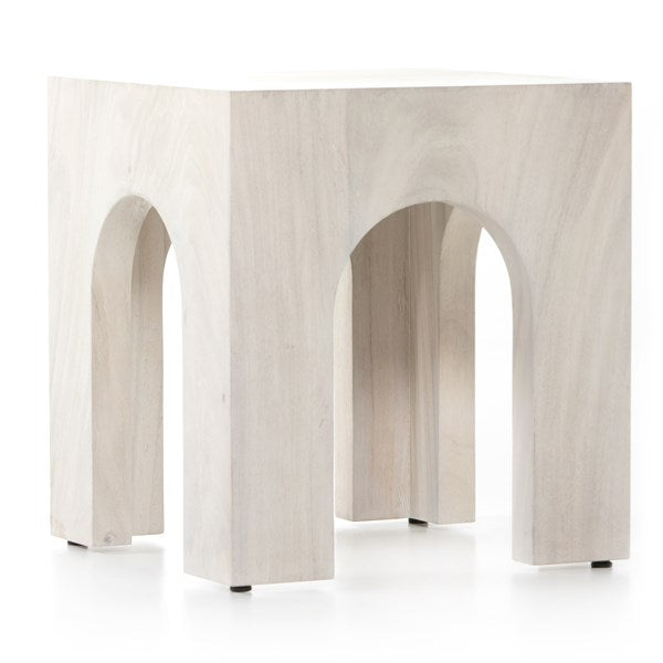 FAUSTO END TABLE-BLEACHED GUANACASTE