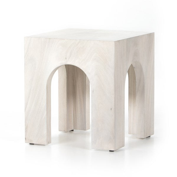 FAUSTO END TABLE-BLEACHED GUANACASTE