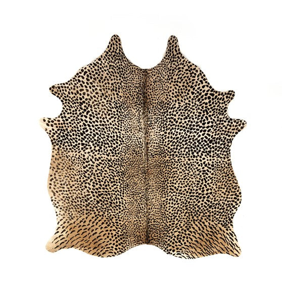 LEOPARD PRINTED HIDE RUG-BROWN & BLACK